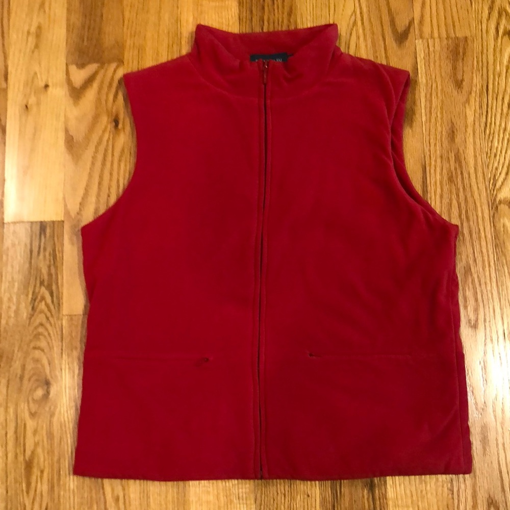 Blanc Bleu Red Fleece Vest Size 2